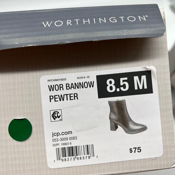 Worthington Womens Bannow Flared Heel Booties Pewter Color Size 8.5 - Picture 7 of 9
